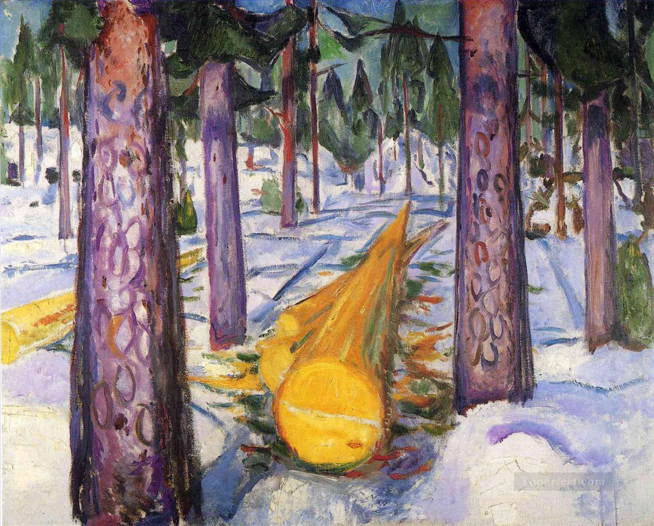 the yellow log 1912 Edvard Munch Oil Paintings